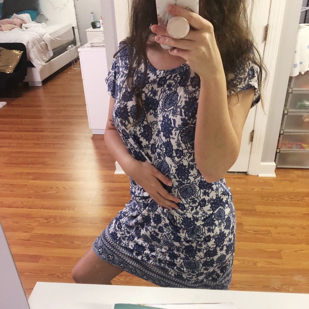Blue printed dress